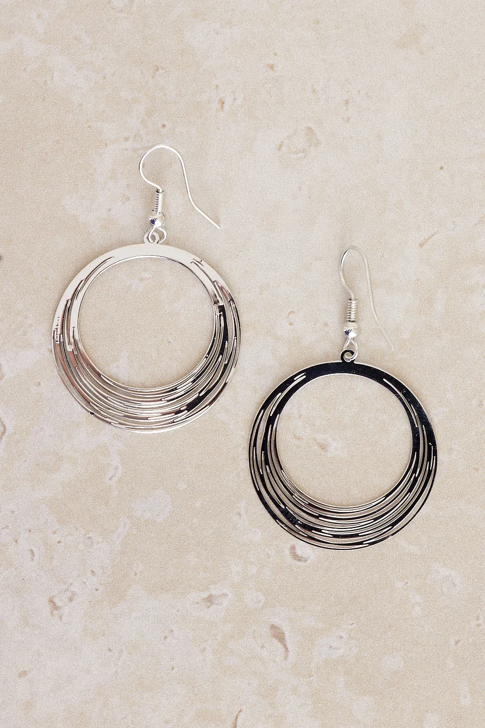 Cirque Circle Drop Earrings - Silver