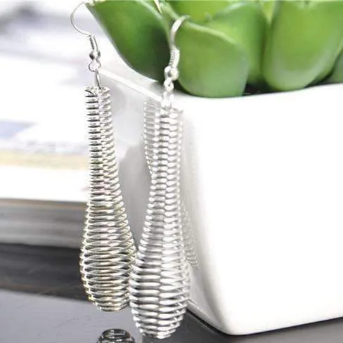 Coil Drop Earrings in Silver