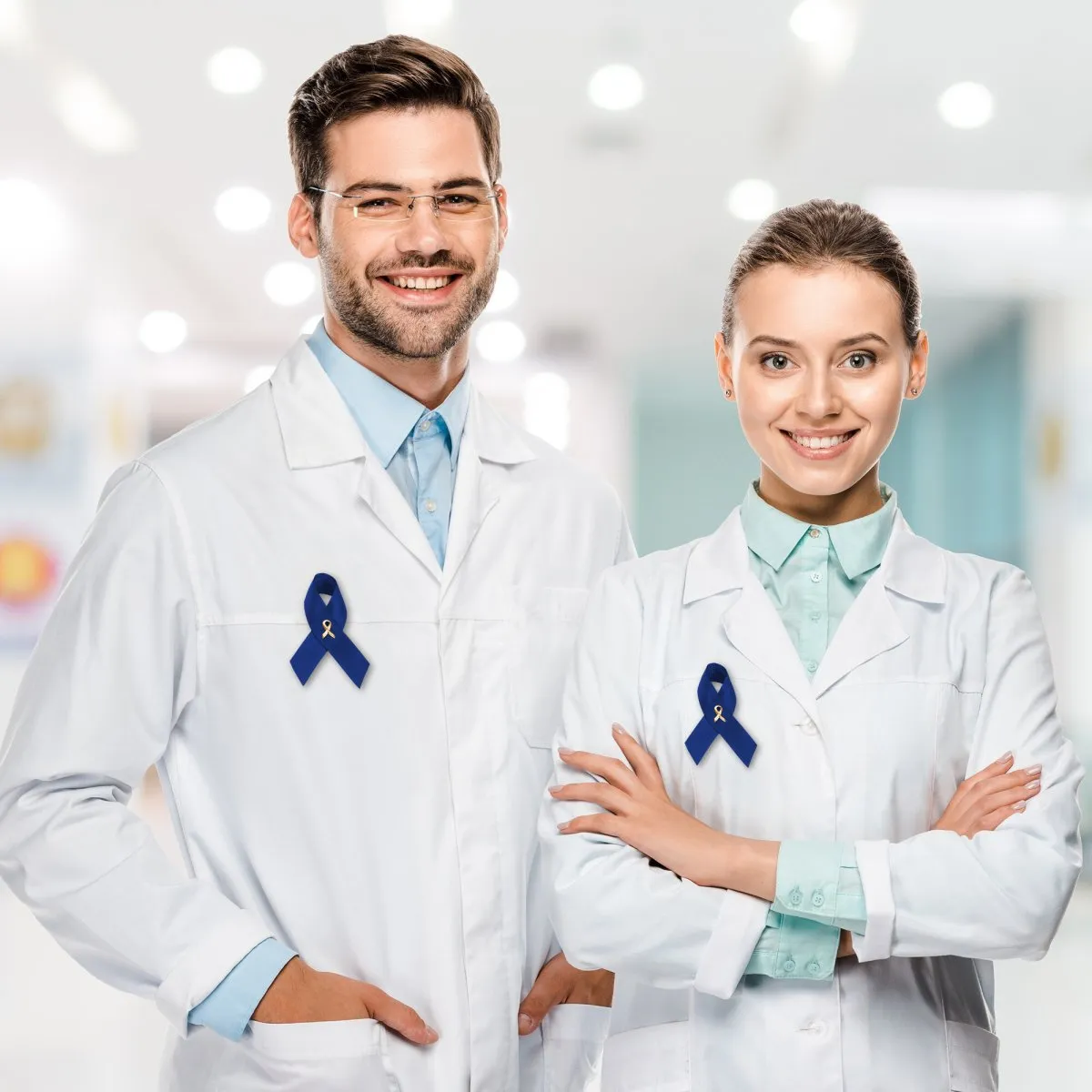 Colon Cancer Awareness Blue Satin Ribbon Pins