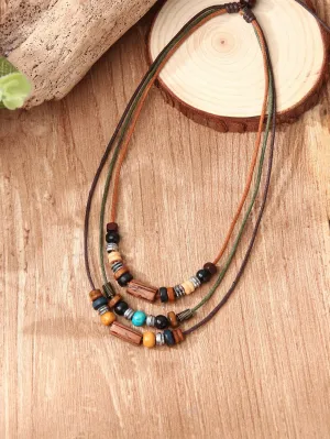 Creative Bead Decor Layered Necklace for Women Girls Accessories Jewelry Gifts