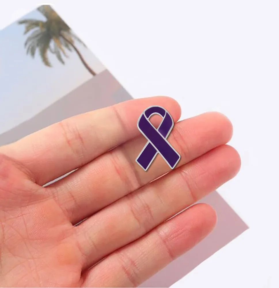 Cystic Fibrosis Awareness Purple Ribbon Pins