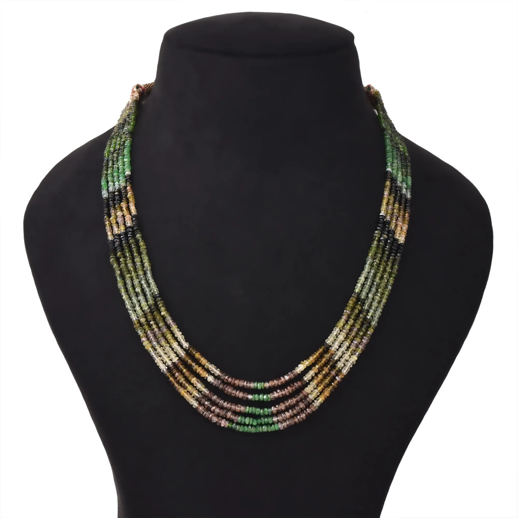 Designer Multi Tourmaline Layered Beaded Necklace