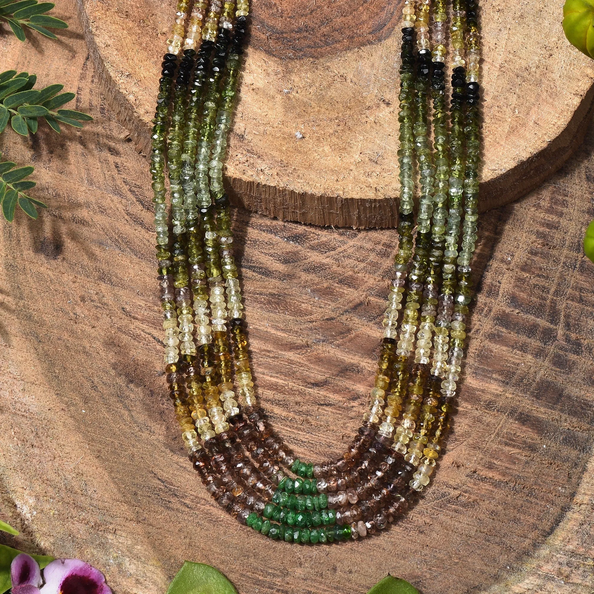 Designer Multi Tourmaline Layered Beaded Necklace