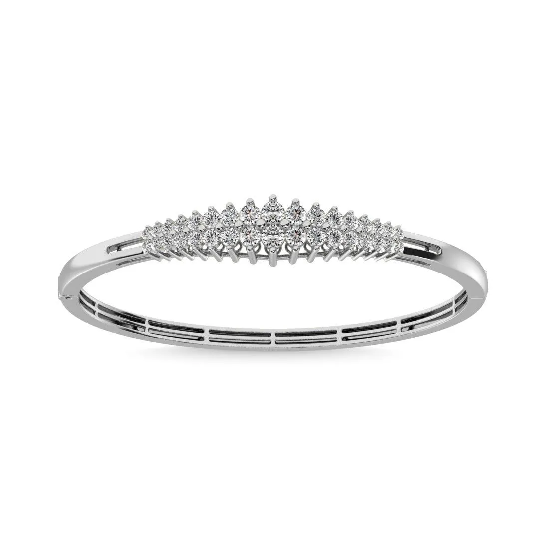 Diamond 4 ct tw Round Cut Pyramid Bangle in 14K White Gold