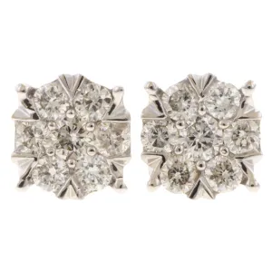 Diamond Cluster Stud Earrings