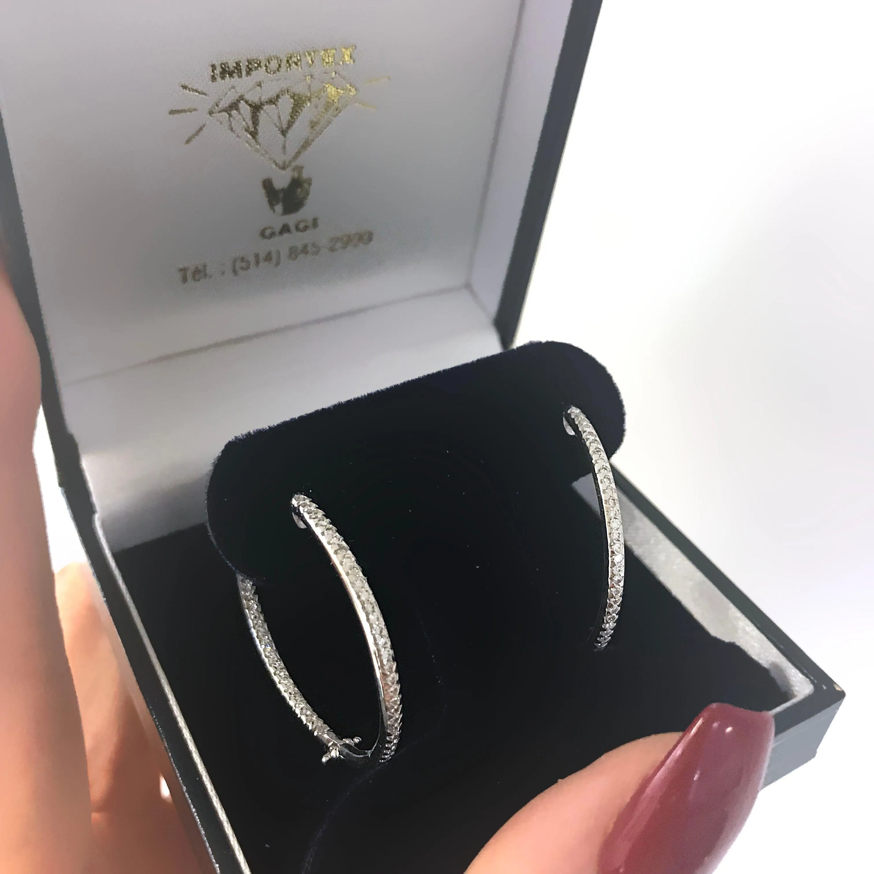 Diamond In and Out Hoop Earrings 0.75 ct.t.w