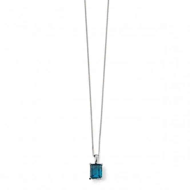 Elements 9ct White Gold London Blue Topaz Pendant With Gallery Detail GP2024T