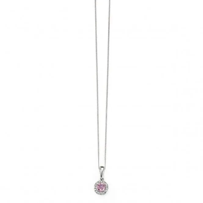 Elements White Gold Pink Sapphire Diamond Cluster Pendant GP882PZ475GN200