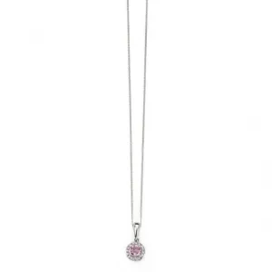 Elements White Gold Pink Sapphire Diamond Cluster Pendant GP882PZ475GN200