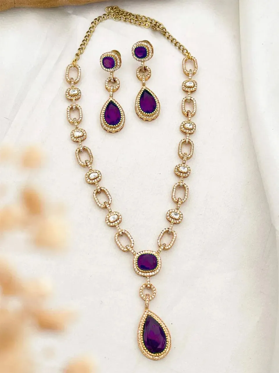 Emeralad Kundan Long Necklace Set