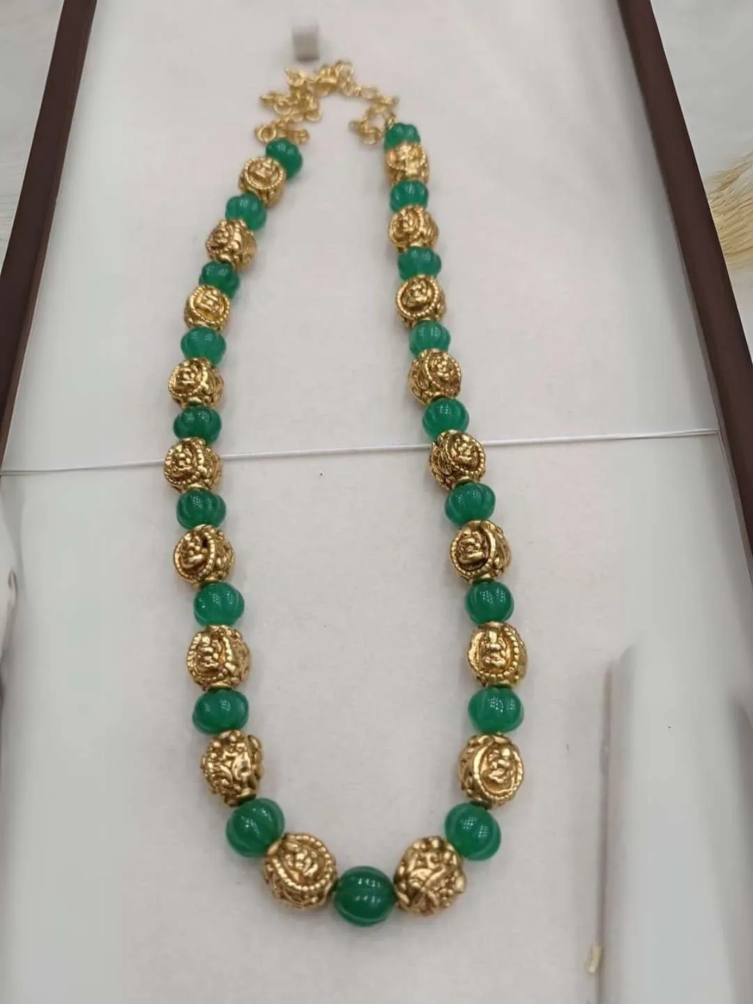 Ethnic Green Gemstone Beaded Necklace Set