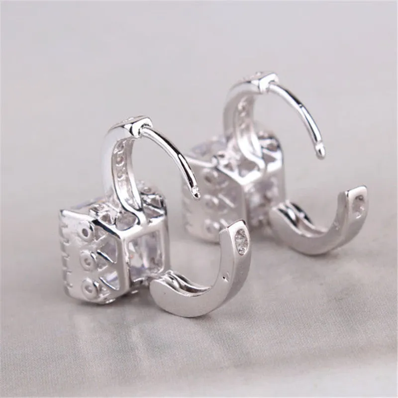 Fashion Wedding Hoop Earrings 18K White Gold Plated Jewelry Earings Engagement Earring Women Best Gift