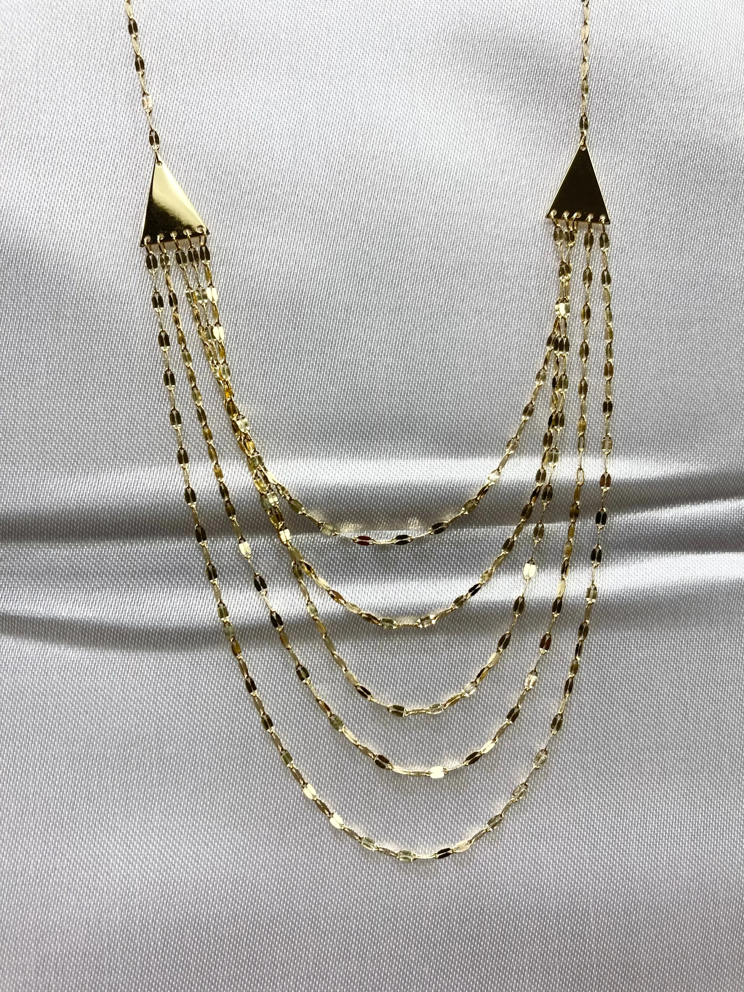 Five Layer Adjustable 14K Gold Necklace