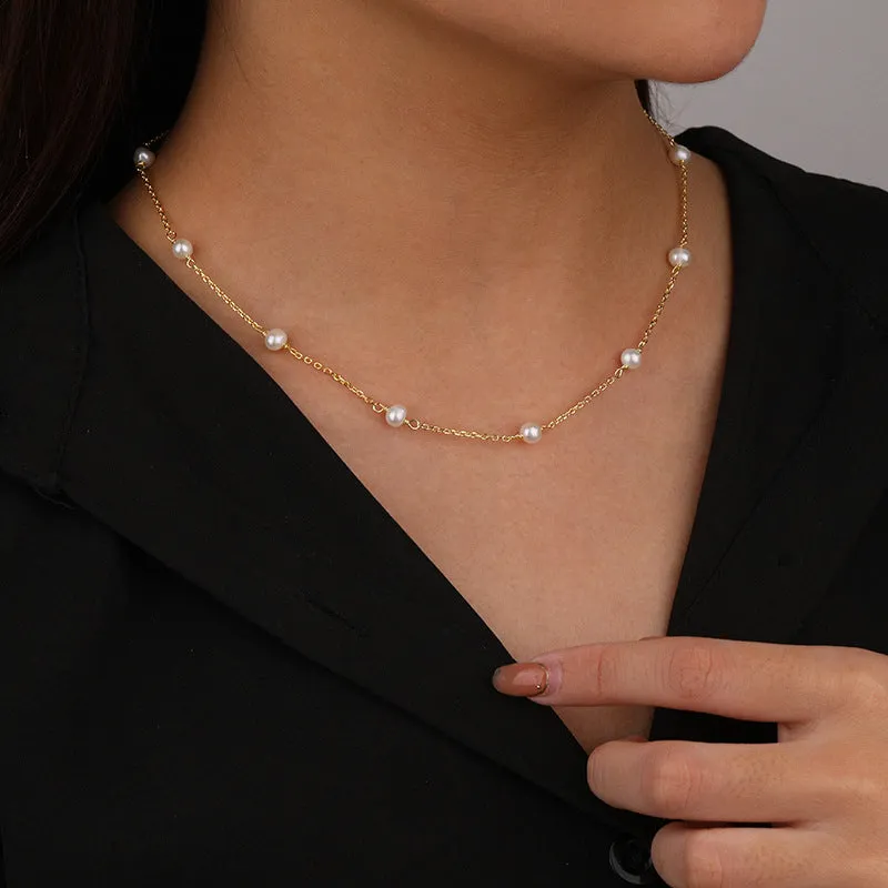 Floating Pearls Stacked Necklaces