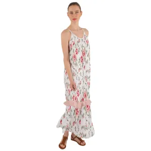 Floral Cami Maxi Ruffle Chiffon Dress