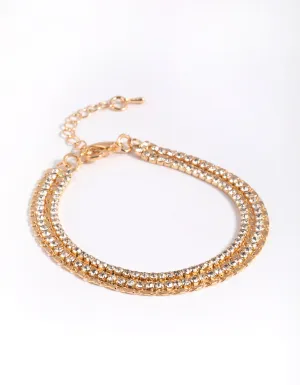 Gold Diamante Layered Bracelet