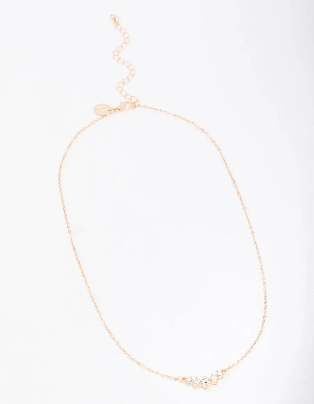 Gold Graduating Diamante Layered Chain Necklace