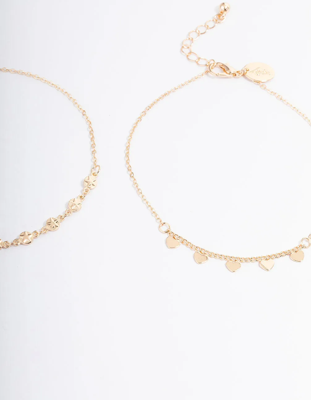 Gold Heart, Pearl & Star Anklet Pack