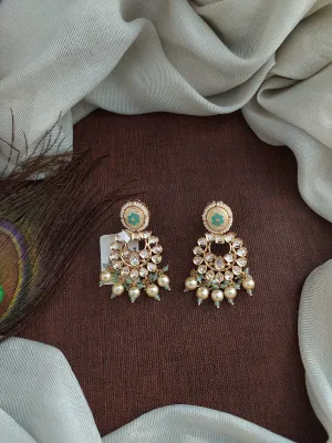 Gold Plated Classic Meenakari Kundan Chandbali Earrings