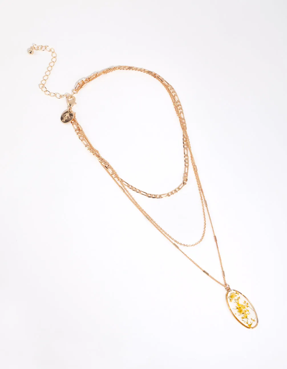 Gold Trapped Flower Layered Necklace