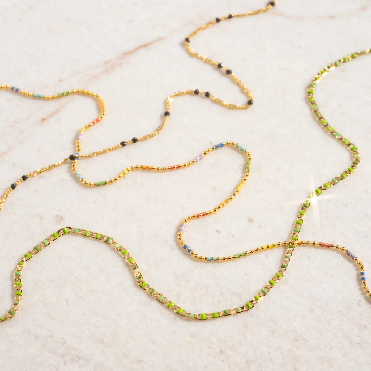 Green Enamel Chain Necklace