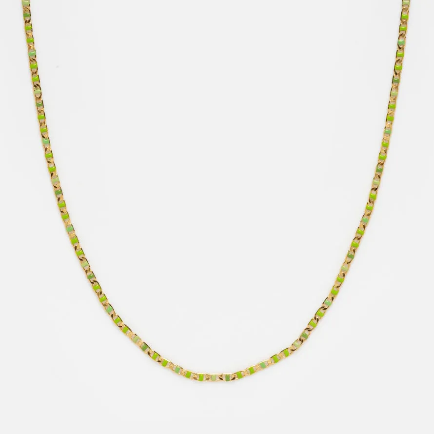 Green Enamel Chain Necklace