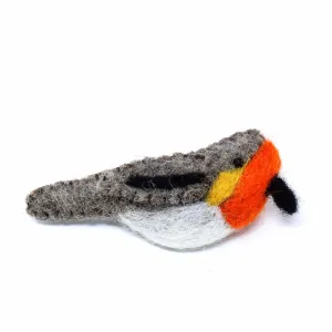 Hand Crafted Felt from Nepal Bird Brooch, Red Breast Global Groove (J)