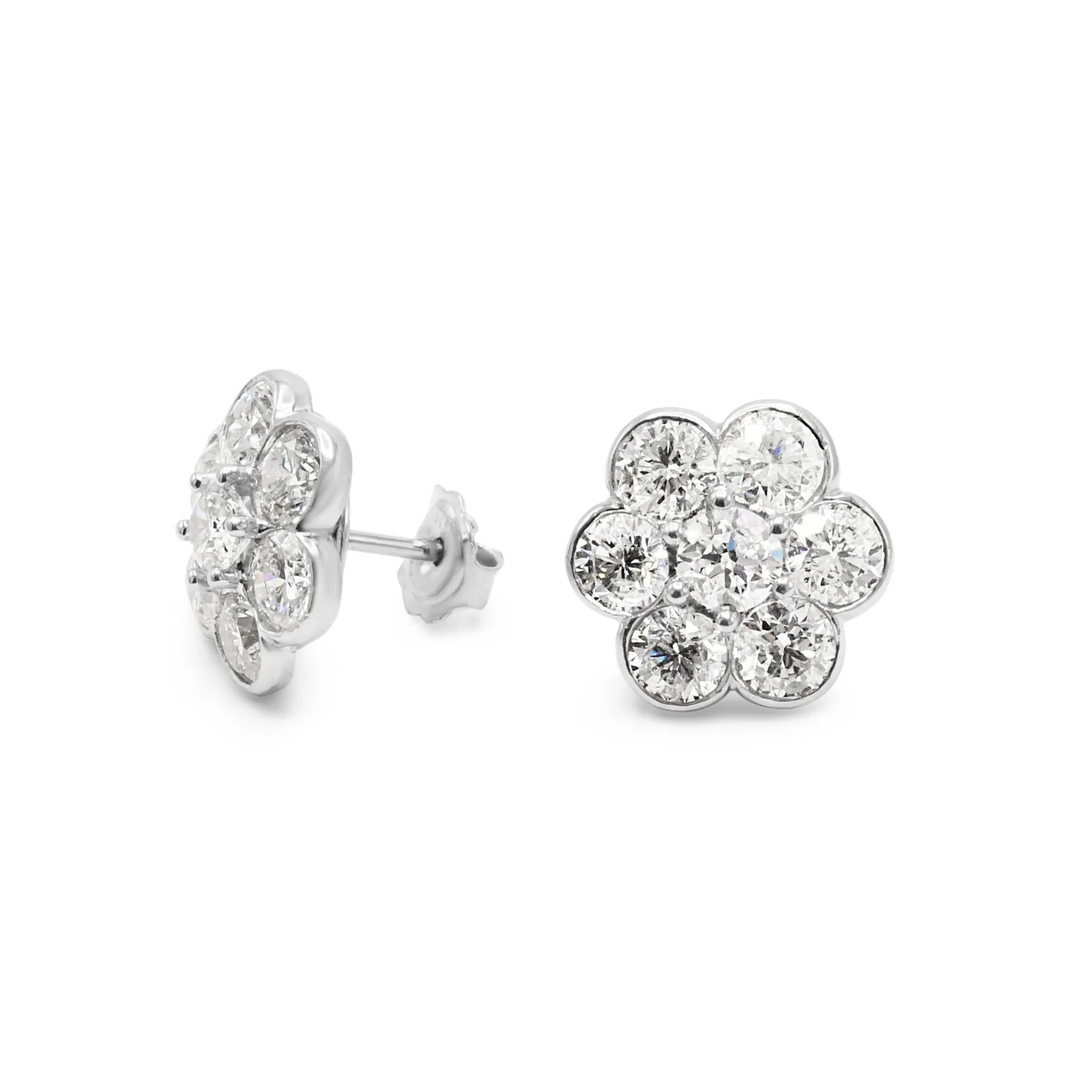 Handmade Brilliant Cut Diamond Cluster Earrings