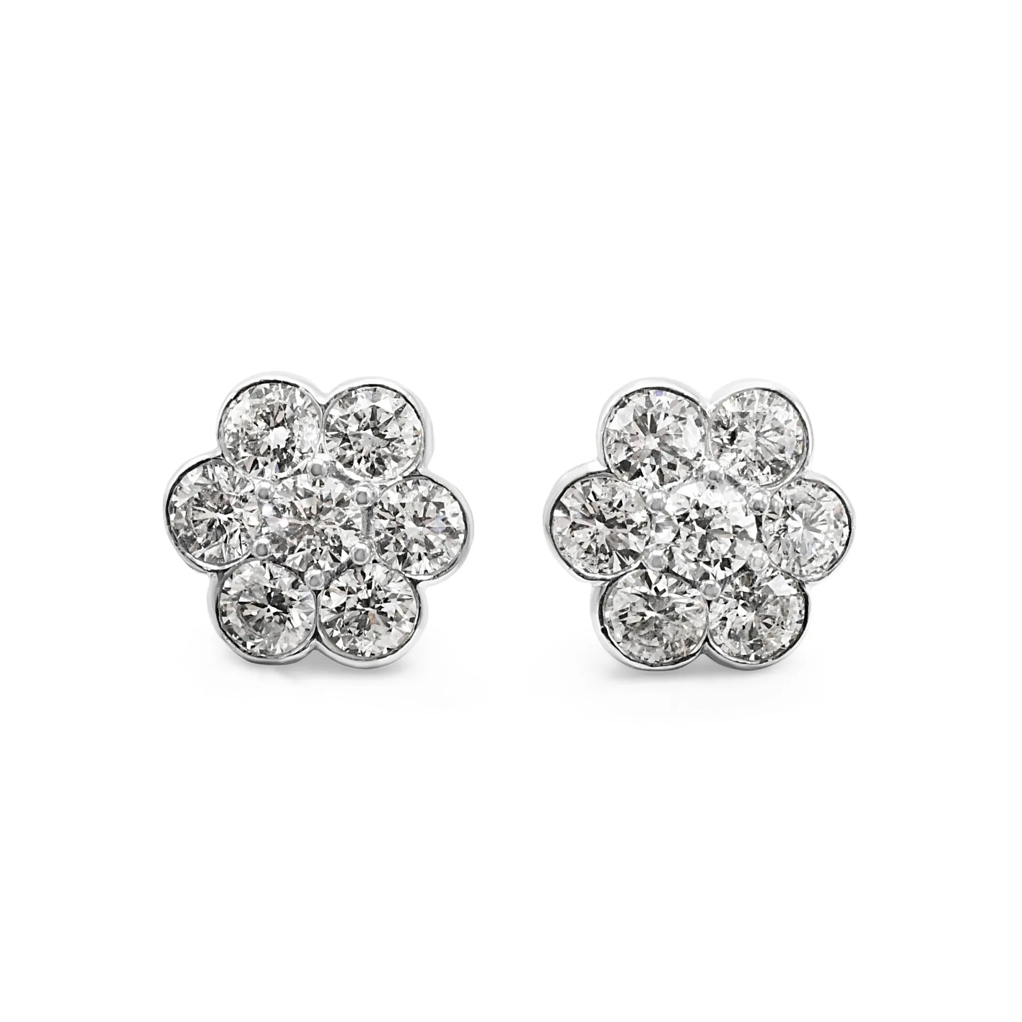 Handmade Brilliant Cut Diamond Cluster Earrings