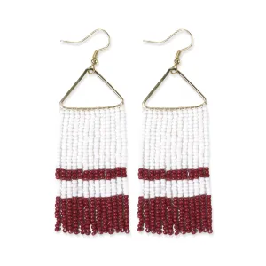 Ink   Alloy Allison Horizontal Stripes Beaded Fringe Earrings In Dark Red/White