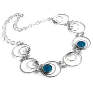 Israeli Roman Glass Ocean View Circles Necklace