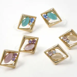 Jeweled Square Invisible Clip On Earrings