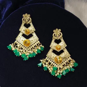 JewelMaze Crystal Stone Gold Plated Dangler Earrings