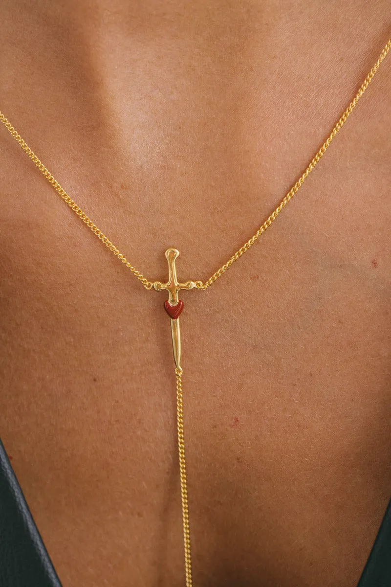 Love dagger necklace gold plated 