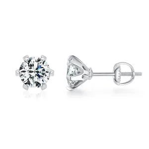 Luxurious 1 Carat Moissanite Sterling Silver Crown Earrings for Women's Wedding Accessories