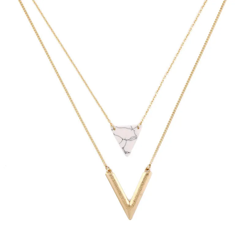 Marble Triangle Layered Necklace