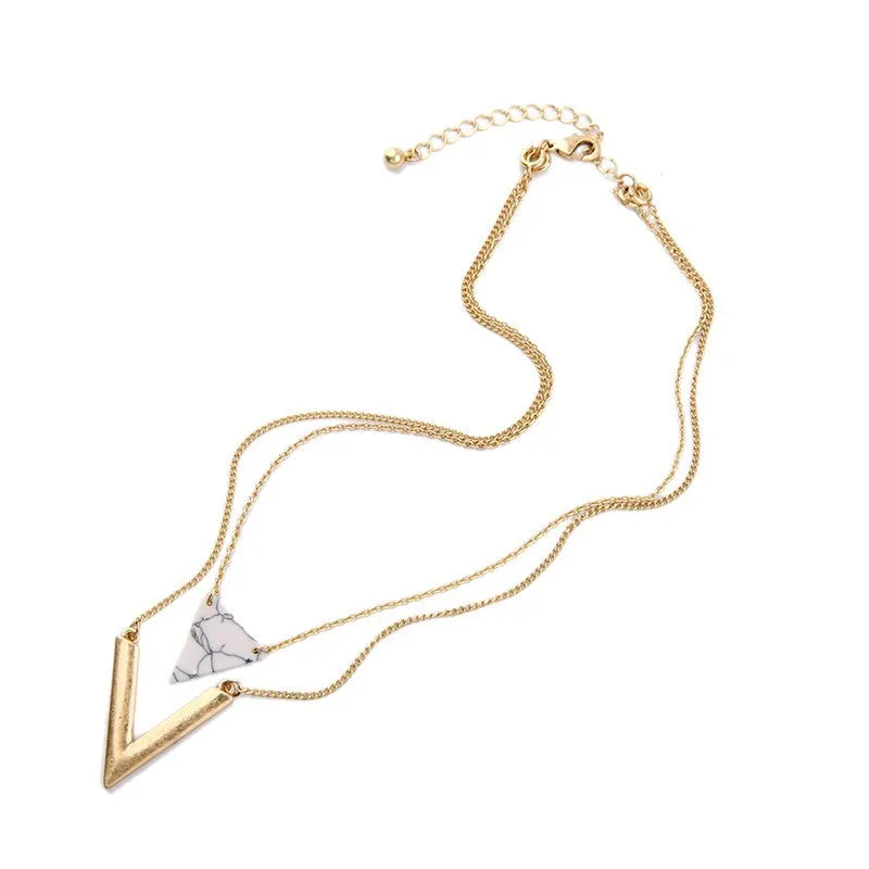 Marble Triangle Layered Necklace