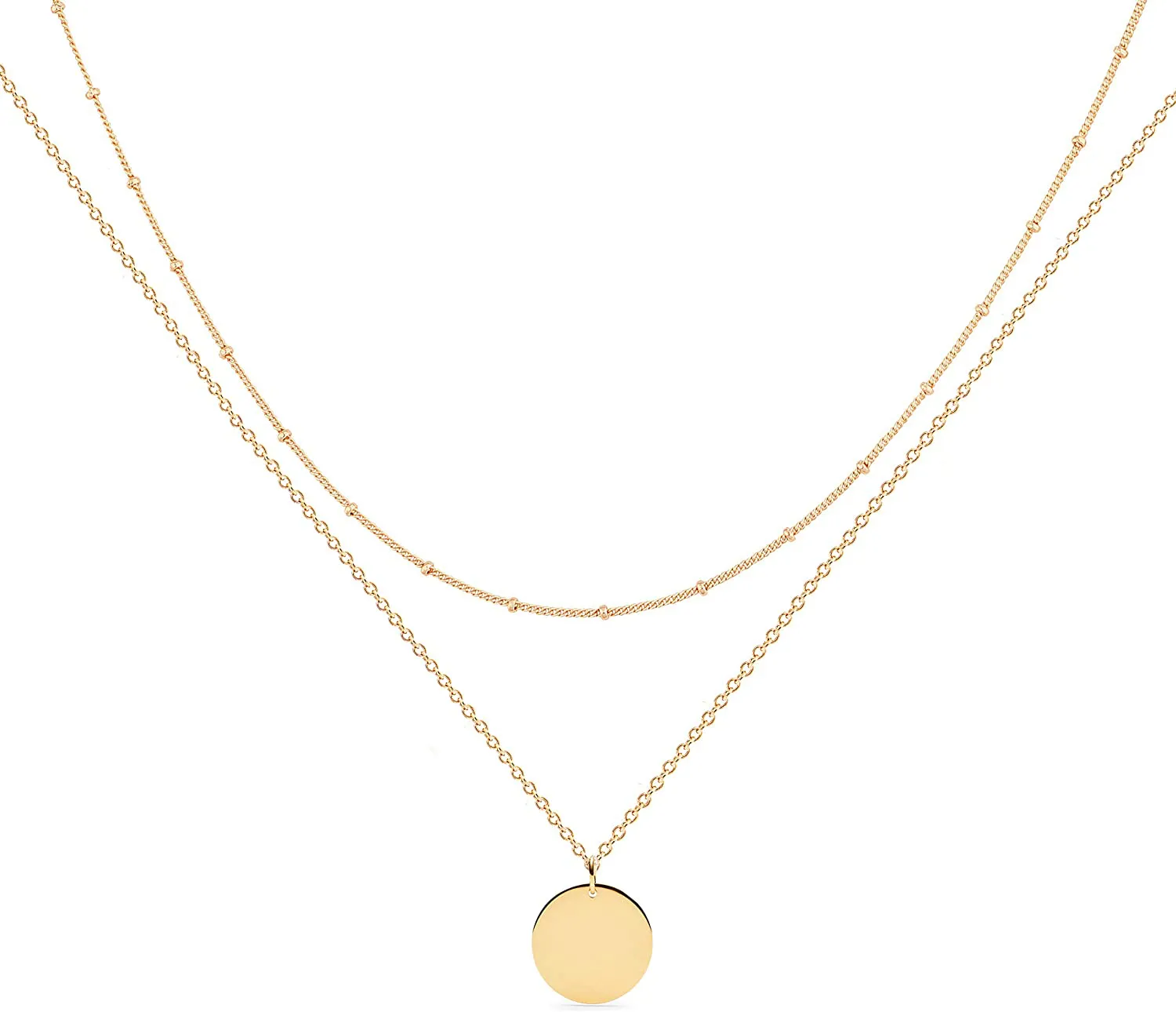 MEVECCO Layered Heart Necklace Pendant Handmade 18K Gold Plated Dainty Gold Choker Arrow Bar Layering Long Necklace for Women