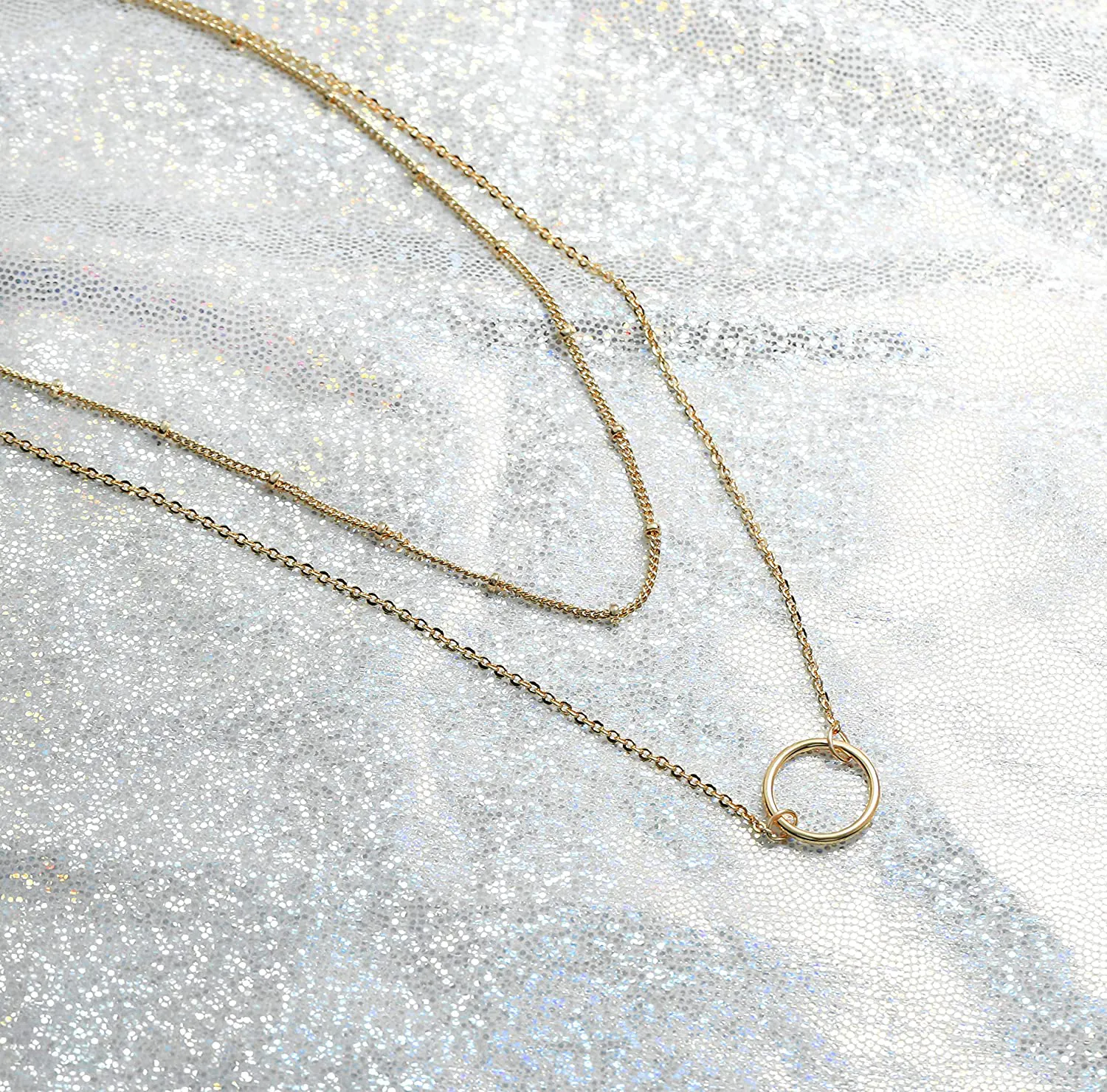 MEVECCO Layered Heart Necklace Pendant Handmade 18K Gold Plated Dainty Gold Choker Arrow Bar Layering Long Necklace for Women