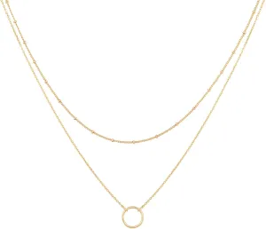 MEVECCO Layered Heart Necklace Pendant Handmade 18K Gold Plated Dainty Gold Choker Arrow Bar Layering Long Necklace for Women