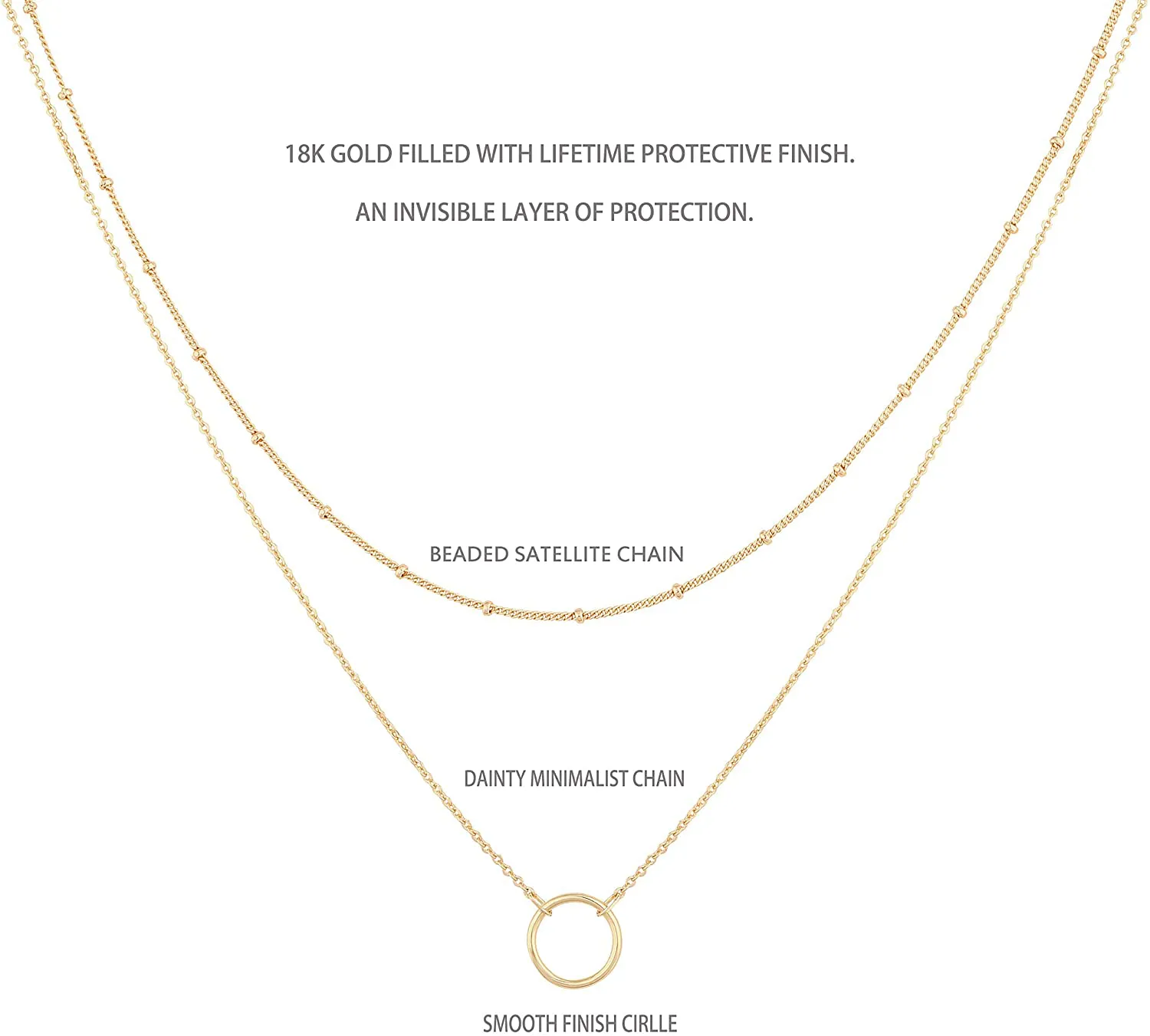 MEVECCO Layered Heart Necklace Pendant Handmade 18K Gold Plated Dainty Gold Choker Arrow Bar Layering Long Necklace for Women