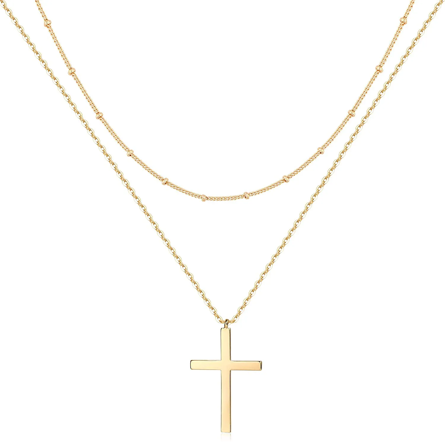 MEVECCO Layered Heart Necklace Pendant Handmade 18K Gold Plated Dainty Gold Choker Arrow Bar Layering Long Necklace for Women