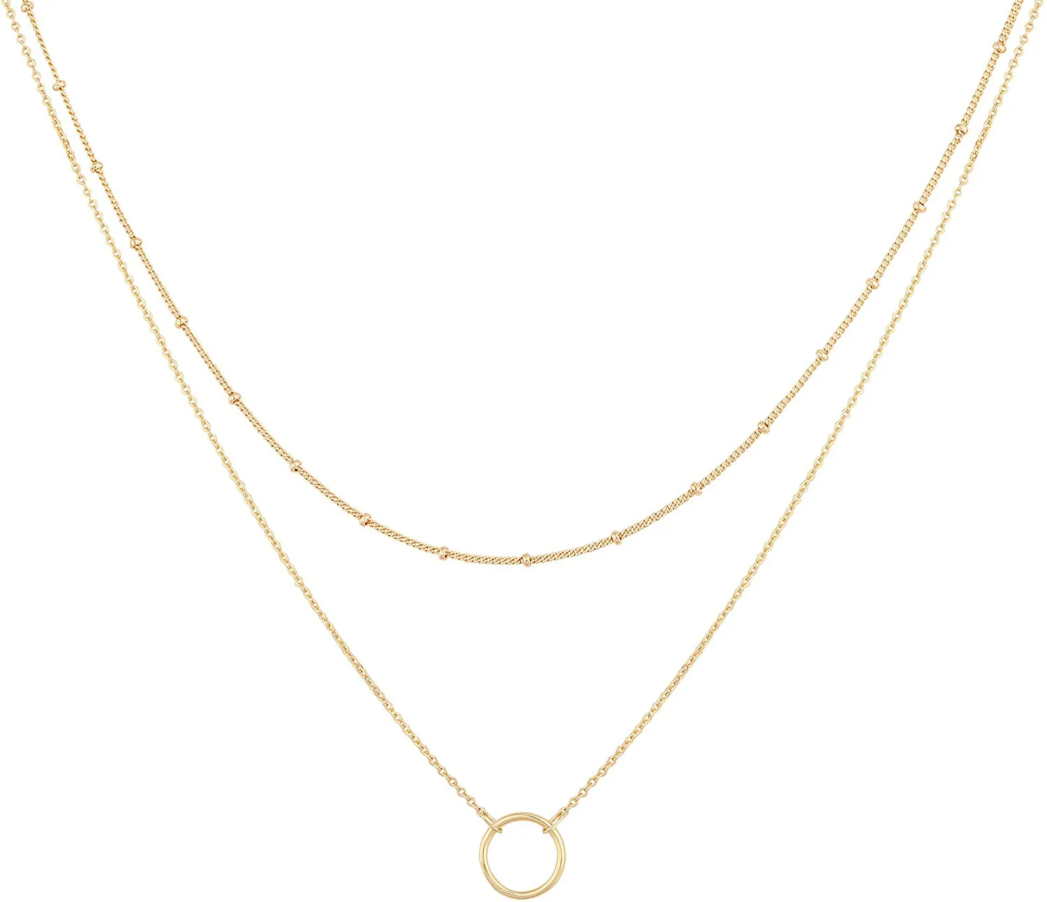 MEVECCO Layered Heart Necklace Pendant Handmade 18K Gold Plated Dainty Gold Choker Arrow Bar Layering Long Necklace for Women