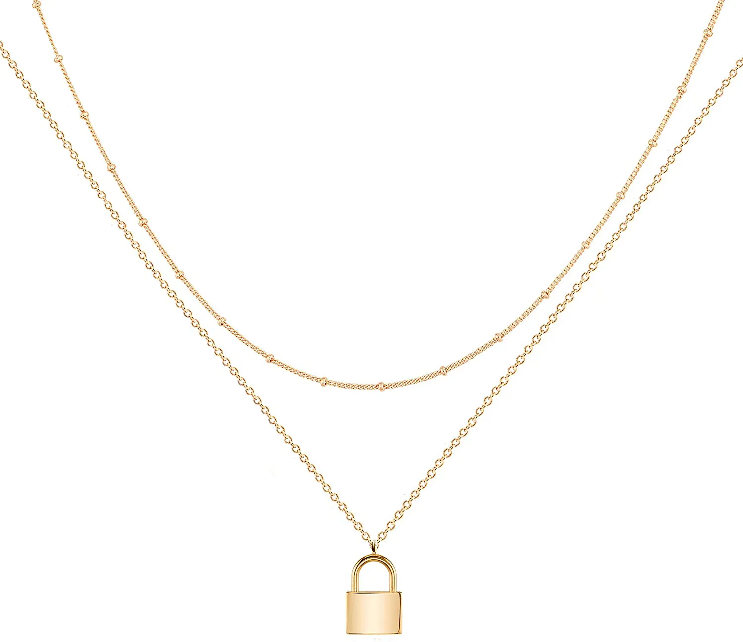 MEVECCO Layered Heart Necklace Pendant Handmade 18K Gold Plated Dainty Gold Choker Arrow Bar Layering Long Necklace for Women