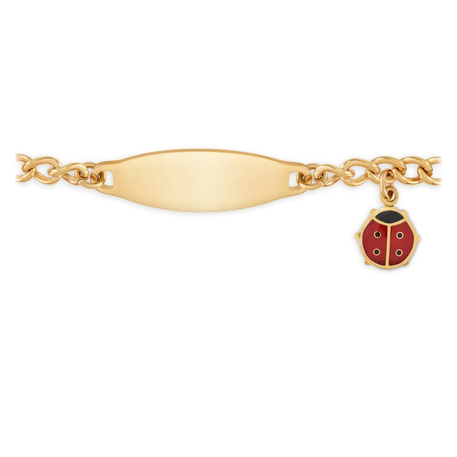 My First ID Bracelet with Plaque and Lady Bug Charm Silver & Gold Tone