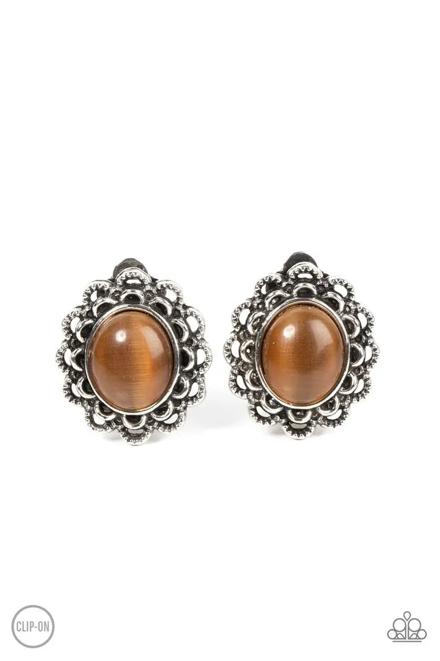 Paparazzi Earring ~ Garden Gazebo - Brown