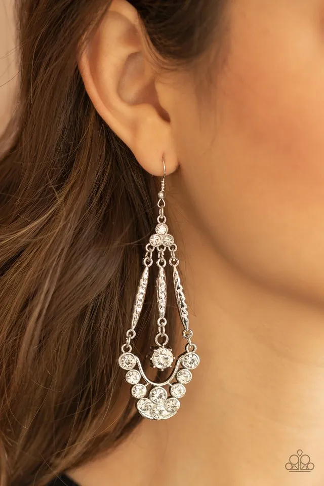 Paparazzi Earring ~ High-Ranking Radiance - White