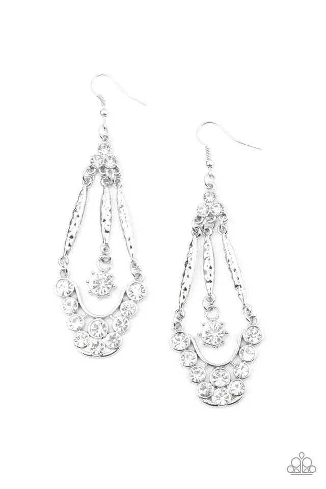 Paparazzi Earring ~ High-Ranking Radiance - White