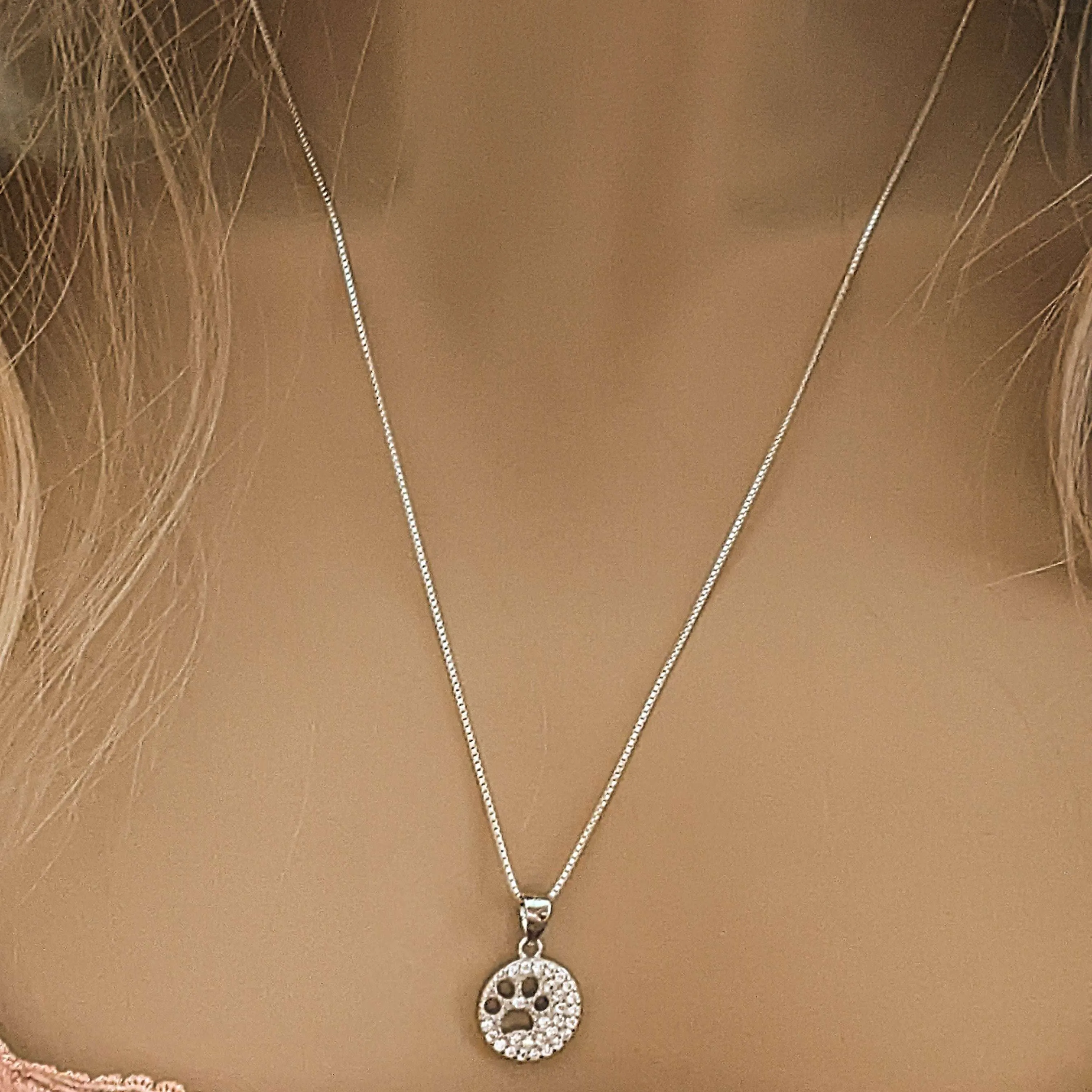 Paw Print on my Heart CZ Layered Necklace Set