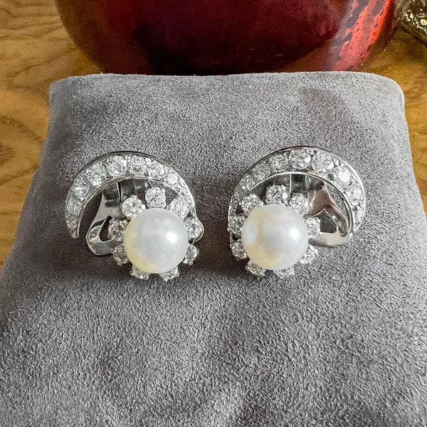 Pearl & Diamond Earrings